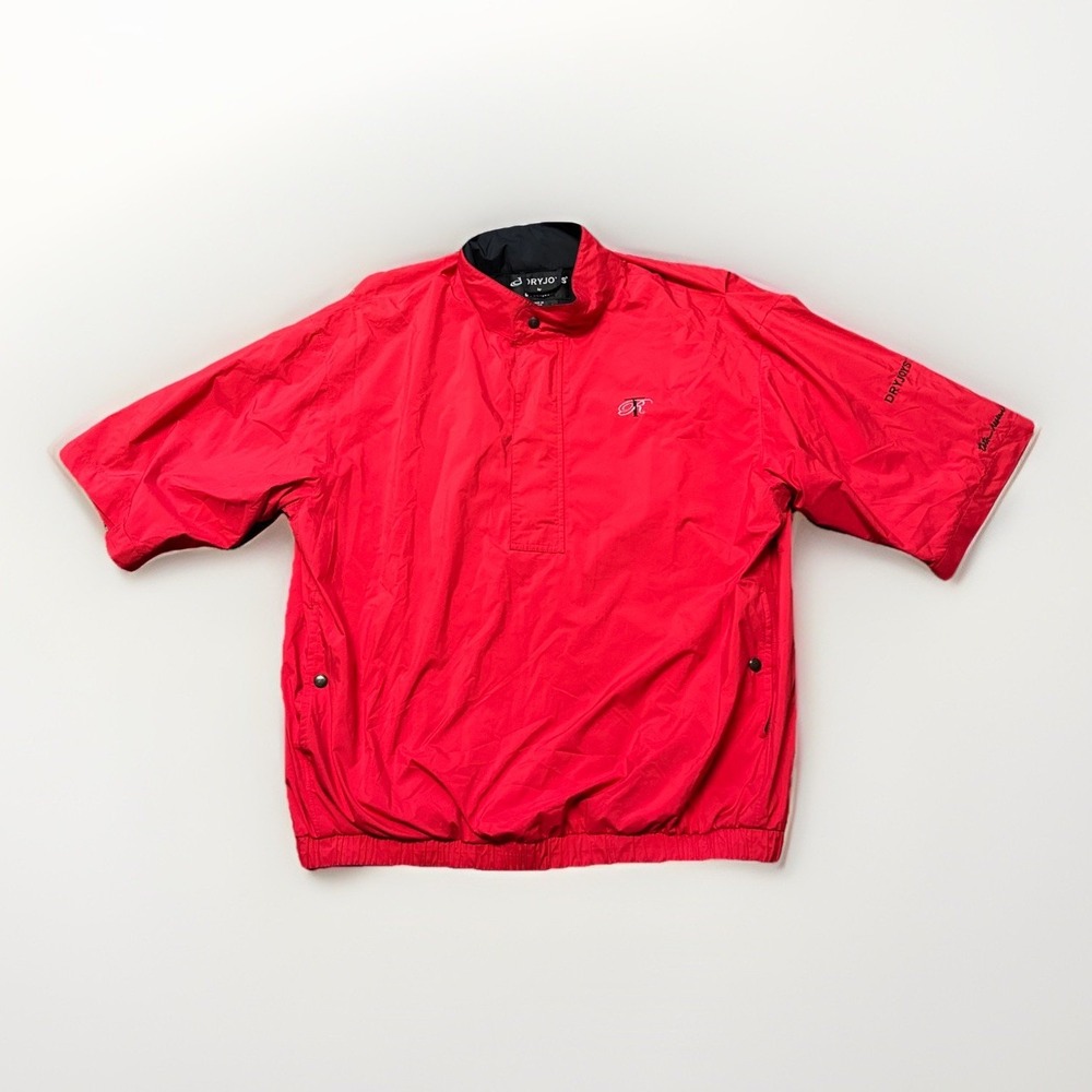 Footjoy 1/4 Snap Pullover Men Large Red Windbreaker Golf club